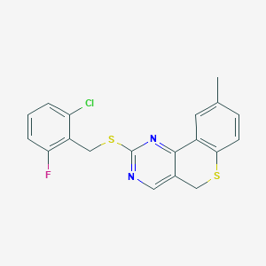 molecular formula C19H14ClFN2S2 B2438873 2-[(2-氯-6-氟苄基)硫烷基]-9-甲基-5H-硫代色烯并[4,3-d]嘧啶 CAS No. 478246-94-5