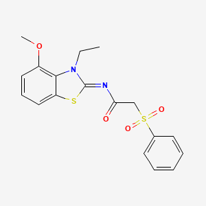 molecular formula C18H18N2O4S2 B2438885 2-(benzenesulfonyl)-N-(3-ethyl-4-methoxy-1,3-benzothiazol-2-ylidene)acetamide CAS No. 895462-12-1