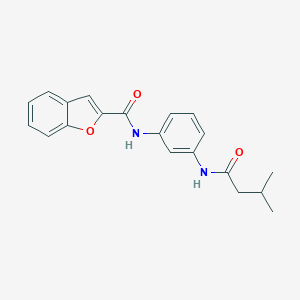 molecular formula C20H20N2O3 B243889 N-{3-[(3-methylbutanoyl)amino]phenyl}-1-benzofuran-2-carboxamide 