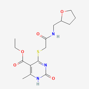 Ethyl 6-methyl-2-oxo-4-((2-oxo-2-(((tetrahydrofuran-2-yl)methyl)amino)ethyl)thio)-1,2-dihydropyrimidine-5-carboxylate