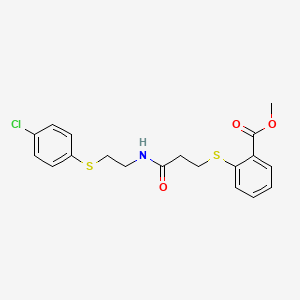molecular formula C19H20ClNO3S2 B2438900 Methyl 2-{[3-({2-[(4-chlorophenyl)sulfanyl]ethyl}amino)-3-oxopropyl]sulfanyl}benzenecarboxylate CAS No. 337923-23-6