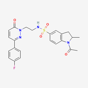 molecular formula C23H23FN4O4S B2438906 1-乙酰基-N-(2-(3-(4-氟苯基)-6-氧代嘧啶嗪-1(6H)-基)乙基)-2-甲基吲哚-5-磺酰胺 CAS No. 921513-22-6