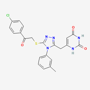 6-[(5-{[2-(4-chlorophenyl)-2-oxoethyl]sulfanyl}-4-(3-methylphenyl)-4H-1,2,4-triazol-3-yl)methyl]-1,2,3,4-tetrahydropyrimidine-2,4-dione