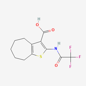 molecular formula C12H12F3NO3S B2438915 2-[(trifluoroacetyl)amino]-5,6,7,8-tetrahydro-4H-cyclohepta[b]thiophene-3-carboxylic acid CAS No. 885115-90-2