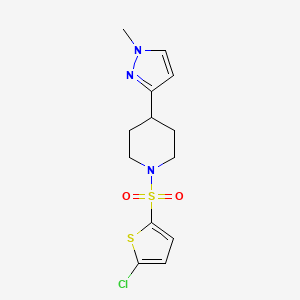 molecular formula C13H16ClN3O2S2 B2438916 1-((5-chlorothiophen-2-yl)sulfonyl)-4-(1-methyl-1H-pyrazol-3-yl)piperidine CAS No. 2034609-83-9
