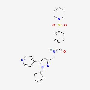 N-((1-cyclopentyl-5-(pyridin-4-yl)-1H-pyrazol-3-yl)methyl)-4-(piperidin-1-ylsulfonyl)benzamide