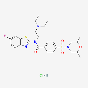 molecular formula C26H34ClFN4O4S2 B2438922 N-(2-(diethylamino)ethyl)-4-((2,6-dimethylmorpholino)sulfonyl)-N-(6-fluorobenzo[d]thiazol-2-yl)benzamide hydrochloride CAS No. 1321896-11-0