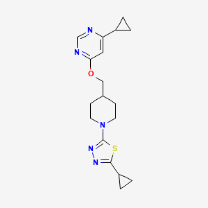 2-Cyclopropyl-5-(4-(((6-cyclopropylpyrimidin-4-yl)oxy)methyl)piperidin-1-yl)-1,3,4-thiadiazole