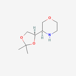 molecular formula C9H17NO3 B2438960 (3R)-3-[(4R)-2,2-dimethyl-1,3-dioxolan-4-yl]morpholine CAS No. 2165899-08-9
