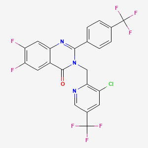 molecular formula C22H10ClF8N3O B2438968 3-{[3-氯-5-(三氟甲基)-2-吡啶基]甲基}-6,7-二氟-2-[4-(三氟甲基)苯基]-4(3H)-喹唑啉酮 CAS No. 2085690-15-7
