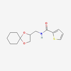 molecular formula C14H19NO3S B2438974 N-(1,4-dioxaspiro[4.5]decan-2-ylmethyl)thiophene-2-carboxamide CAS No. 900006-48-6