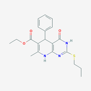 Ethyl 7-methyl-4-oxo-5-phenyl-2-(propylthio)-3,4,5,8-tetrahydropyrido[2,3-d]pyrimidine-6-carboxylate