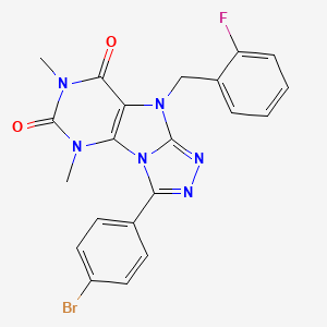 molecular formula C21H16BrFN6O2 B2438979 8-(4-Bromophenyl)-5-[(2-fluorophenyl)methyl]-1,3-dimethylpurino[8,9-c][1,2,4]triazole-2,4-dione CAS No. 921883-96-7