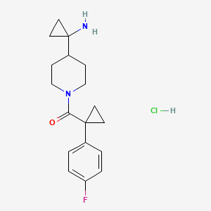 molecular formula C18H24ClFN2O B2438989 [4-(1-Aminocyclopropyl)piperidin-1-yl]-[1-(4-fluorophenyl)cyclopropyl]methanone;hydrochloride CAS No. 2418730-95-5