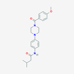 molecular formula C23H29N3O3 B243899 N-{4-[4-(4-methoxybenzoyl)-1-piperazinyl]phenyl}-3-methylbutanamide 