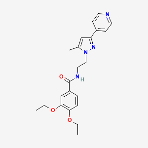 molecular formula C22H26N4O3 B2438990 3,4-diethoxy-N-(2-(5-methyl-3-(pyridin-4-yl)-1H-pyrazol-1-yl)ethyl)benzamide CAS No. 2034450-58-1