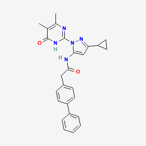 2-([1,1'-biphenyl]-4-yl)-N-(3-cyclopropyl-1-(4,5-dimethyl-6-oxo-1,6-dihydropyrimidin-2-yl)-1H-pyrazol-5-yl)acetamide