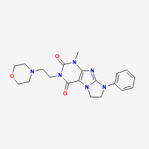 molecular formula C20H24N6O3 B2439009 4-Methyl-2-(2-morpholin-4-ylethyl)-6-phenyl-7,8-dihydropurino[7,8-a]imidazole-1,3-dione CAS No. 838885-24-8
