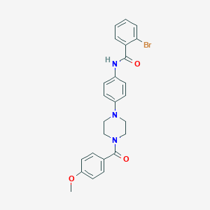 molecular formula C25H24BrN3O3 B243901 2-bromo-N-{4-[4-(4-methoxybenzoyl)-1-piperazinyl]phenyl}benzamide 