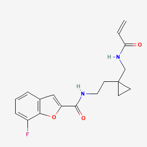molecular formula C18H19FN2O3 B2439010 7-Fluoro-N-[2-[1-[(prop-2-enoylamino)methyl]cyclopropyl]ethyl]-1-benzofuran-2-carboxamide CAS No. 2418659-93-3