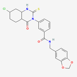 N-[(2H-1,3-benzodioxol-5-yl)methyl]-3-(7-chloro-4-oxo-2-sulfanylidene-1,2,3,4-tetrahydroquinazolin-3-yl)benzamide