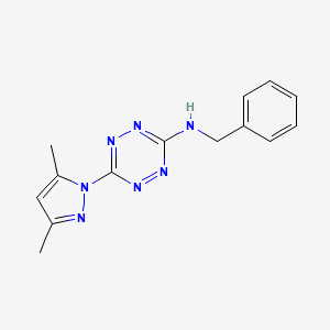 molecular formula C14H15N7 B2439029 6-(3,5-Dimethyl-1H-pyrazol-1-yl)-N-benzyl-1,2,4,5-tetrazine-3-amine CAS No. 270588-59-5