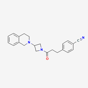 molecular formula C22H23N3O B2439032 4-(3-(3-(3,4-dihydroisoquinolin-2(1H)-yl)azetidin-1-yl)-3-oxopropyl)benzonitrile CAS No. 2034264-25-8