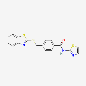 molecular formula C18H13N3OS3 B2439039 4-((benzo[d]thiazol-2-ylthio)methyl)-N-(thiazol-2-yl)benzamide CAS No. 801226-62-0