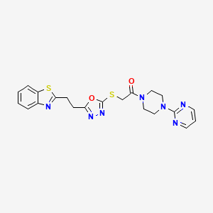 2-((5-(2-(Benzo[d]thiazol-2-yl)ethyl)-1,3,4-oxadiazol-2-yl)thio)-1-(4-(pyrimidin-2-yl)piperazin-1-yl)ethanone