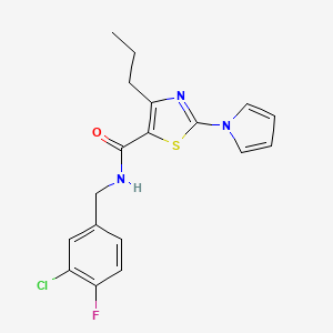 molecular formula C18H17ClFN3OS B2439052 N-(3-氯-4-氟苄基)-4-丙基-2-(1H-吡咯-1-基)噻唑-5-甲酰胺 CAS No. 1243093-68-6