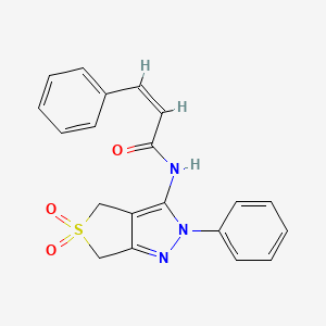 molecular formula C20H17N3O3S B2439055 (Z)-N-(5,5-dioxido-2-phenyl-4,6-dihydro-2H-thieno[3,4-c]pyrazol-3-yl)-3-phenylacrylamide CAS No. 681266-26-2