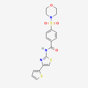 molecular formula C18H17N3O4S3 B2439060 4-(morpholinosulfonyl)-N-(4-(thiophen-2-yl)thiazol-2-yl)benzamide CAS No. 312592-98-6
