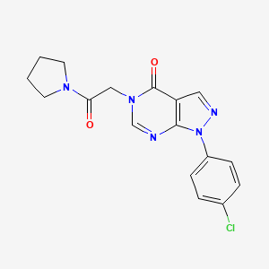 molecular formula C17H16ClN5O2 B2439061 1-(4-Chlorophenyl)-5-(2-oxo-2-pyrrolidin-1-ylethyl)pyrazolo[3,4-d]pyrimidin-4-one CAS No. 852440-61-0