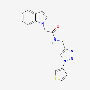 molecular formula C17H15N5OS B2439082 2-(1H-indol-1-yl)-N-((1-(thiophen-3-yl)-1H-1,2,3-triazol-4-yl)methyl)acetamide CAS No. 2034613-42-6