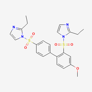 molecular formula C23H24N4O5S2 B2439084 2-ethyl-1-({4'-[(2-ethyl-1H-imidazol-1-yl)sulfonyl]-4-methoxy-[1,1'-biphenyl]-2-yl}sulfonyl)-1H-imidazole CAS No. 2249127-41-9