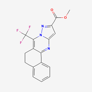 molecular formula C17H12F3N3O2 B2439086 Methyl 7-(trifluoromethyl)-5,6-dihydrobenzo[h]pyrazolo[5,1-b]quinazoline-10-carboxylate CAS No. 313389-78-5