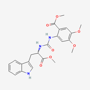 molecular formula C23H25N3O7 B2439087 methyl 2-[[(2S)-3-(1H-indol-3-yl)-1-methoxy-1-oxopropan-2-yl]carbamoylamino]-4,5-dimethoxybenzoate CAS No. 956194-31-3