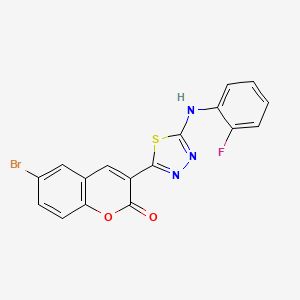 molecular formula C17H9BrFN3O2S B2439089 6-bromo-3-(5-((2-fluorophenyl)amino)-1,3,4-thiadiazol-2-yl)-2H-chromen-2-one CAS No. 326913-86-4