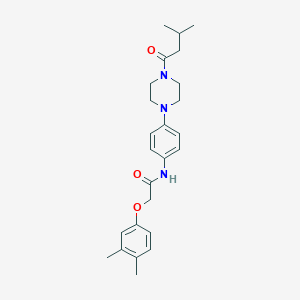 molecular formula C25H33N3O3 B243909 2-(3,4-dimethylphenoxy)-N-{4-[4-(3-methylbutanoyl)-1-piperazinyl]phenyl}acetamide 