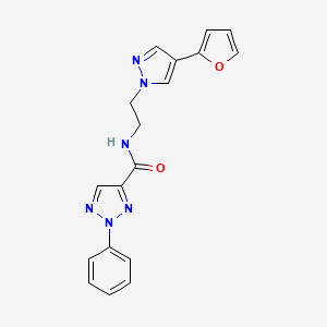 molecular formula C18H16N6O2 B2439090 N-(2-(4-(furan-2-yl)-1H-pyrazol-1-yl)ethyl)-2-phenyl-2H-1,2,3-triazole-4-carboxamide CAS No. 2034557-31-6