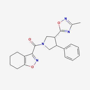 molecular formula C21H22N4O3 B2439101 (3-(3-Methyl-1,2,4-oxadiazol-5-yl)-4-phenylpyrrolidin-1-yl)(4,5,6,7-tetrahydrobenzo[d]isoxazol-3-yl)methanone CAS No. 1903636-43-0
