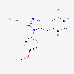 molecular formula C17H19N5O3S B2439108 6-((4-(4-methoxyphenyl)-5-(propylthio)-4H-1,2,4-triazol-3-yl)methyl)pyrimidine-2,4(1H,3H)-dione CAS No. 852152-76-2