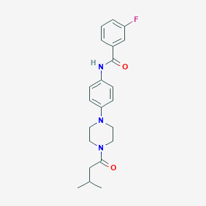 molecular formula C22H26FN3O2 B243911 3-fluoro-N-{4-[4-(3-methylbutanoyl)-1-piperazinyl]phenyl}benzamide 