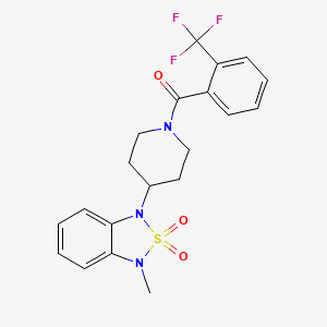 molecular formula C20H20F3N3O3S B2439119 (4-(3-甲基-2,2-二氧代苯并[c][1,2,5]噻二唑-1(3H)-基)哌啶-1-基)(2-(三氟甲基)苯基)甲酮 CAS No. 2034381-26-3