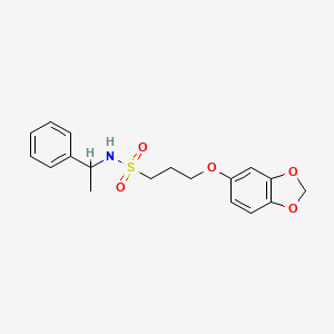 molecular formula C18H21NO5S B2439131 3-(benzo[d][1,3]dioxol-5-yloxy)-N-(1-phenylethyl)propane-1-sulfonamide CAS No. 946315-55-5