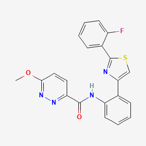 molecular formula C21H15FN4O2S B2439149 N-(2-(2-(2-氟苯基)噻唑-4-基)苯基)-6-甲氧基吡啶并嘧啶-3-甲酰胺 CAS No. 1705499-83-7