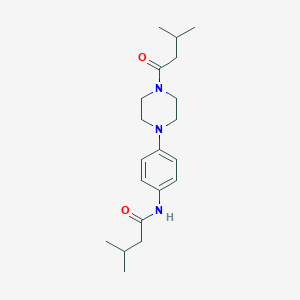 molecular formula C20H31N3O2 B243917 3-methyl-N-{4-[4-(3-methylbutanoyl)-1-piperazinyl]phenyl}butanamide 