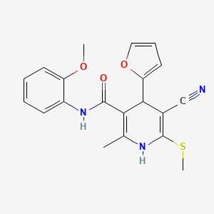 molecular formula C20H19N3O3S B2439173 5-氰基-4-(呋喃-2-基)-N-(2-甲氧苯基)-2-甲基-6-甲硫基-1,4-二氢吡啶-3-甲酰胺 CAS No. 207003-78-9