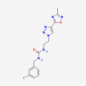 molecular formula C15H16FN7O2 B2439177 1-(3-fluorobenzyl)-3-(2-(4-(3-methyl-1,2,4-oxadiazol-5-yl)-1H-1,2,3-triazol-1-yl)ethyl)urea CAS No. 2034599-41-0