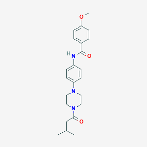 molecular formula C23H29N3O3 B243918 4-methoxy-N-{4-[4-(3-methylbutanoyl)-1-piperazinyl]phenyl}benzamide 